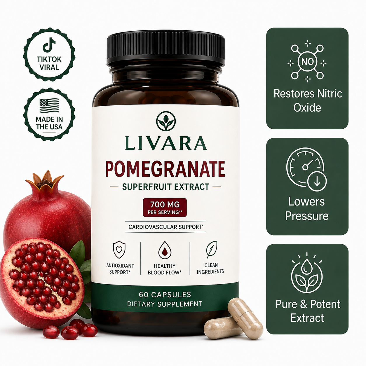 LIVARA® Organic Pomegranate Extract Capsules